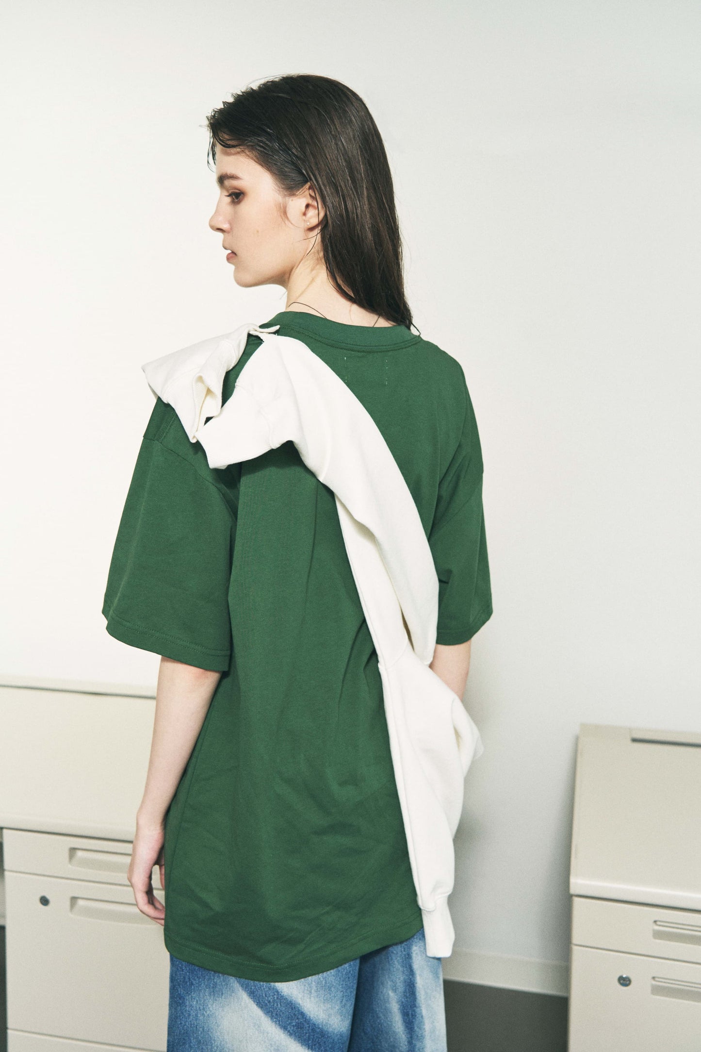 DOUBLE HENLEY STONE SNAP SWEATSHIRT WHITE