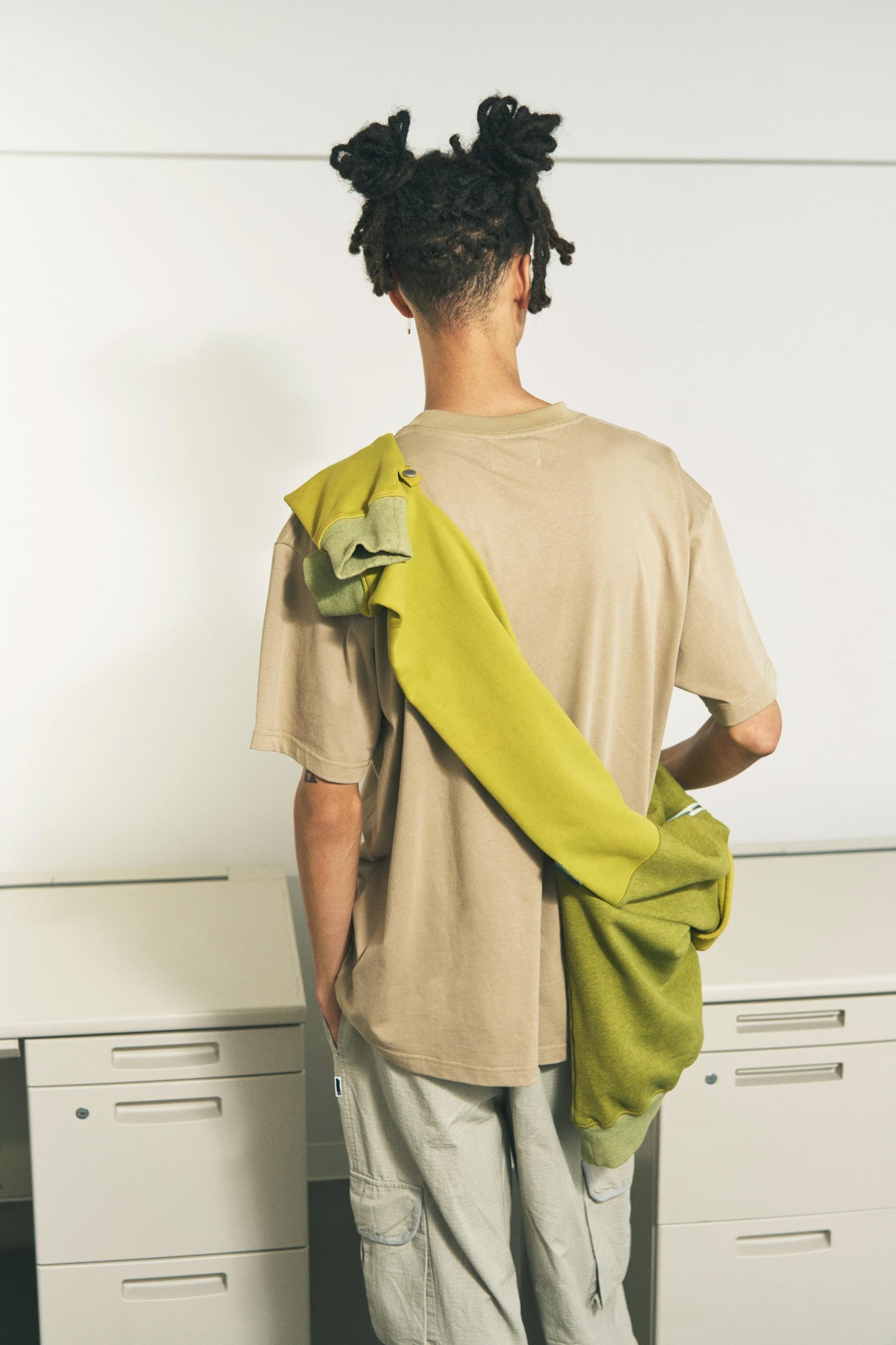 HALF-ZIP COLLAR SWEATSHIRT DYED HEATHER LIME GREEN