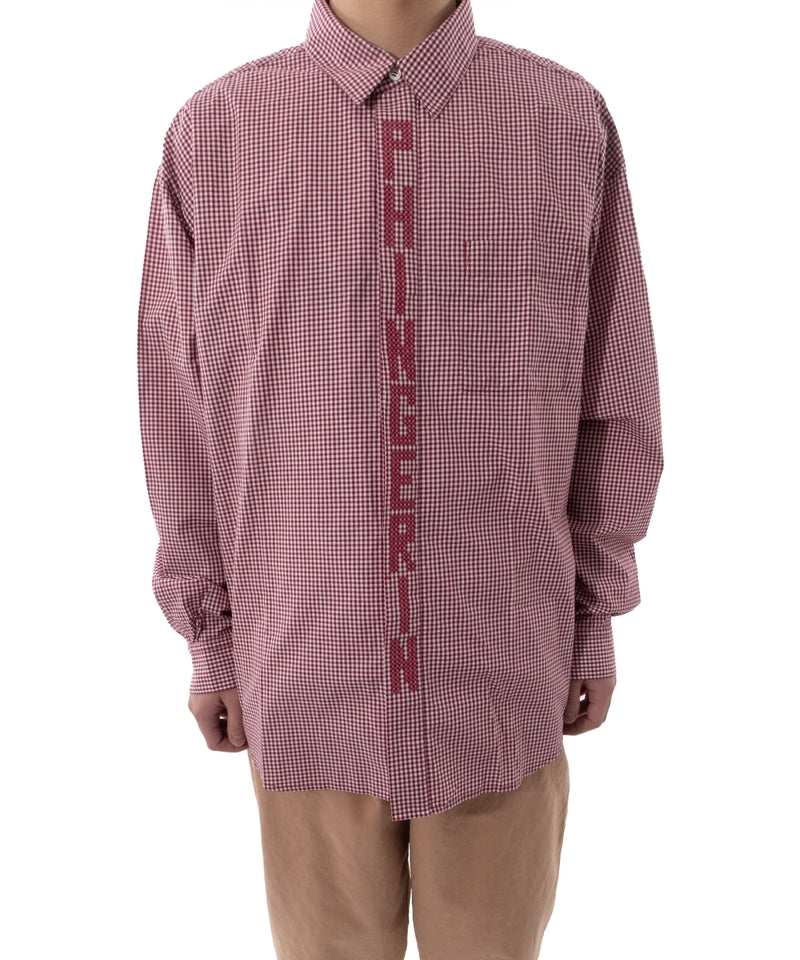 STITCH TEXT SHIRT RED CHECK