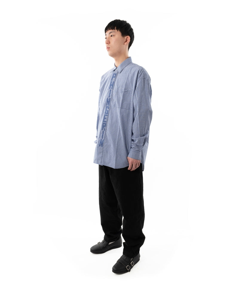 STITCH TEXT SHIRT BLUE CHECK