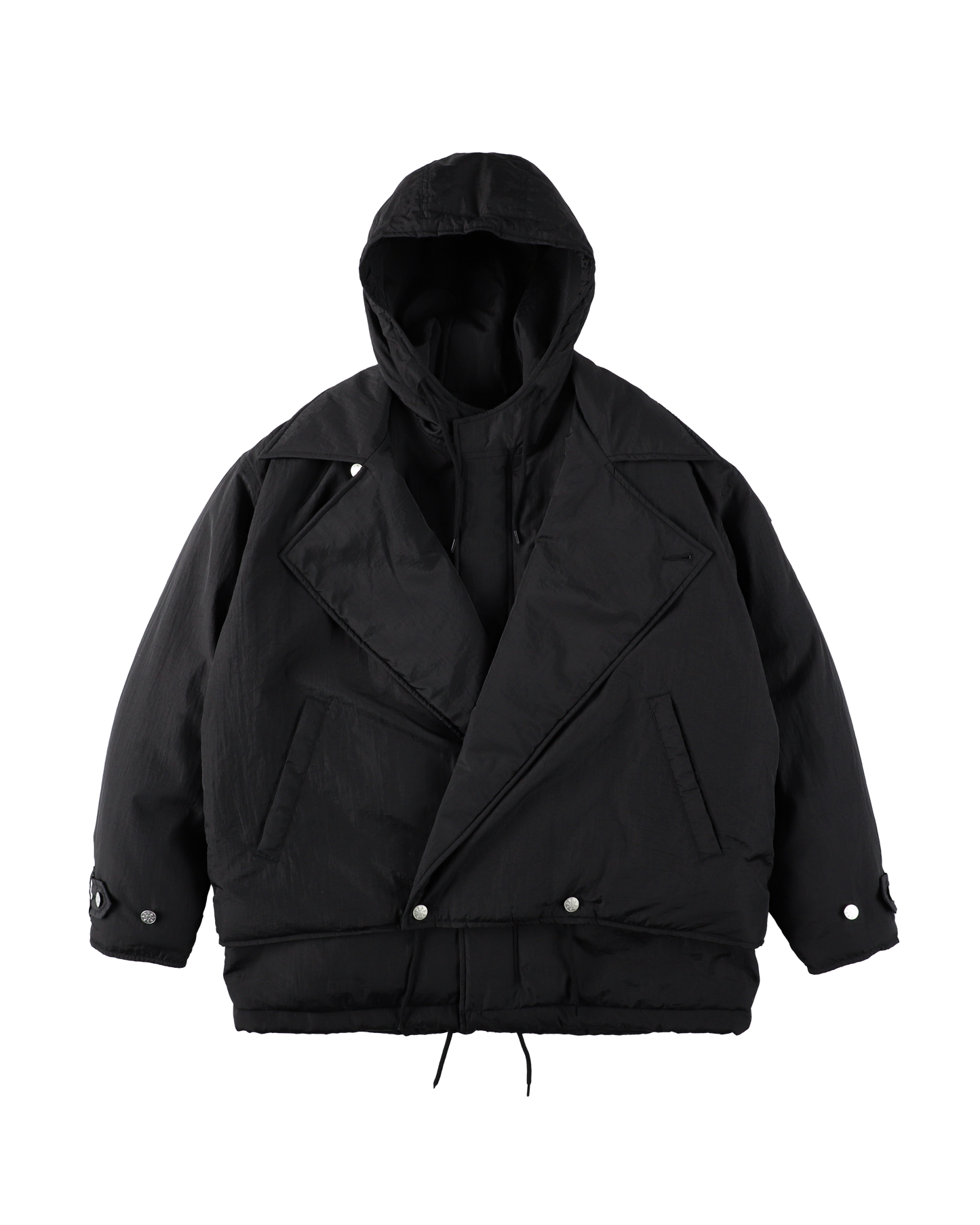 DOUBLE CUSHY HOODED JACKET BLACK