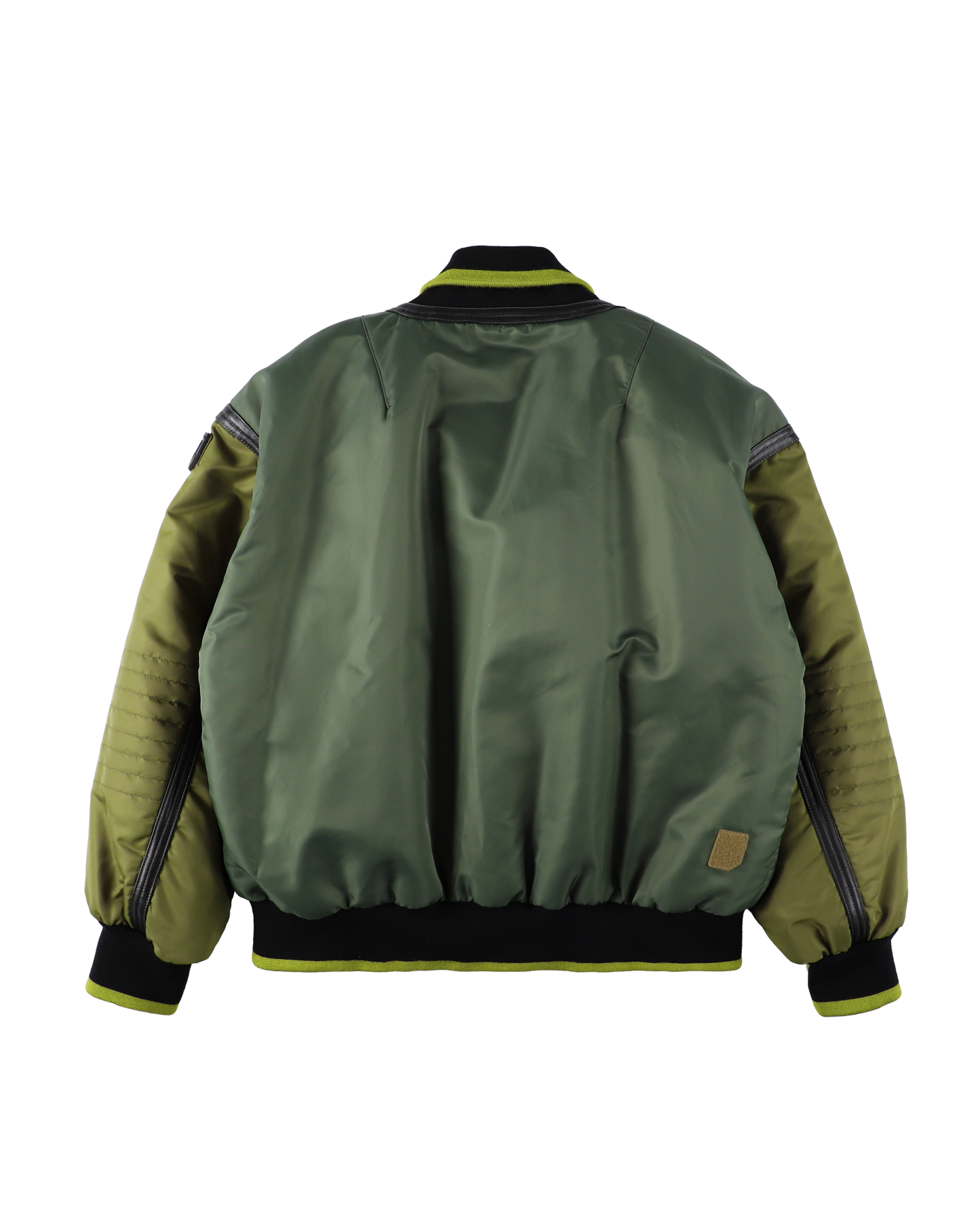TRIM LEATHER BOMBER JACKET OLIVE DRAB