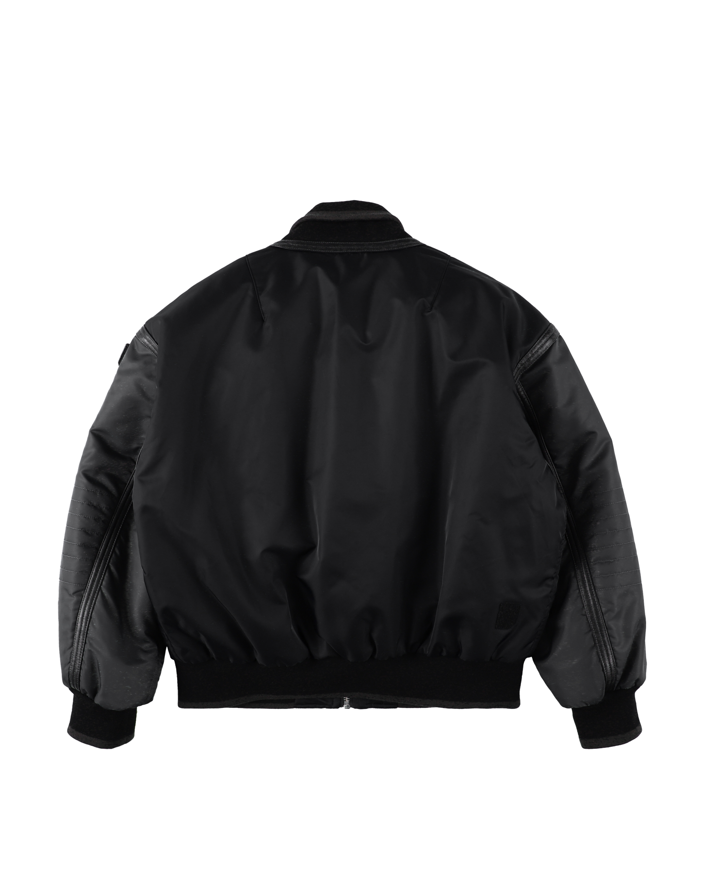 TRIM LEATHER BOMBER JACKET BLACK
