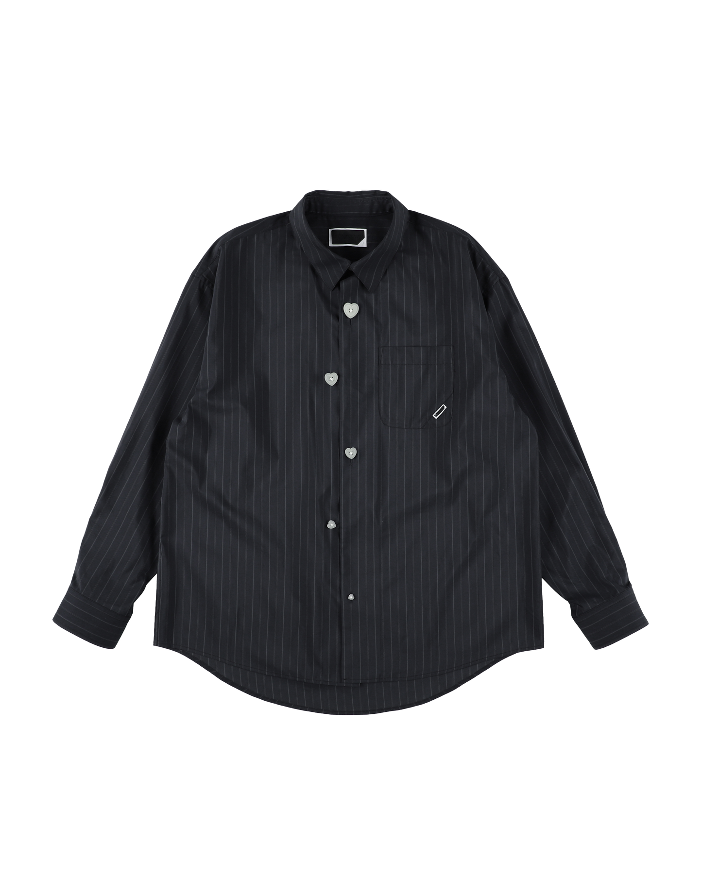 FLOATING HEART POPLIN SHIRT BLACK PINSTRIPE