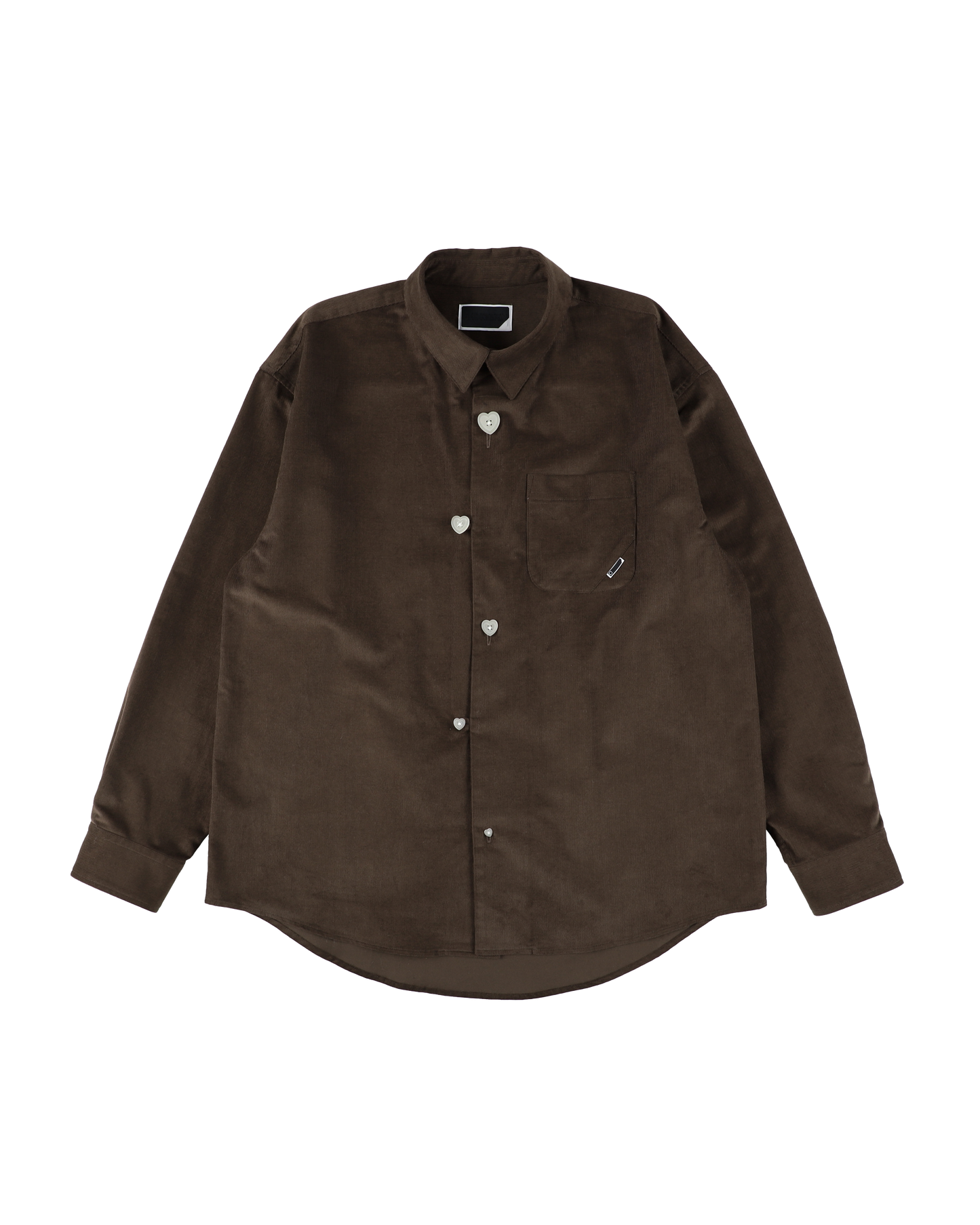 FLOATING HEART CORD SHIRT BROWN