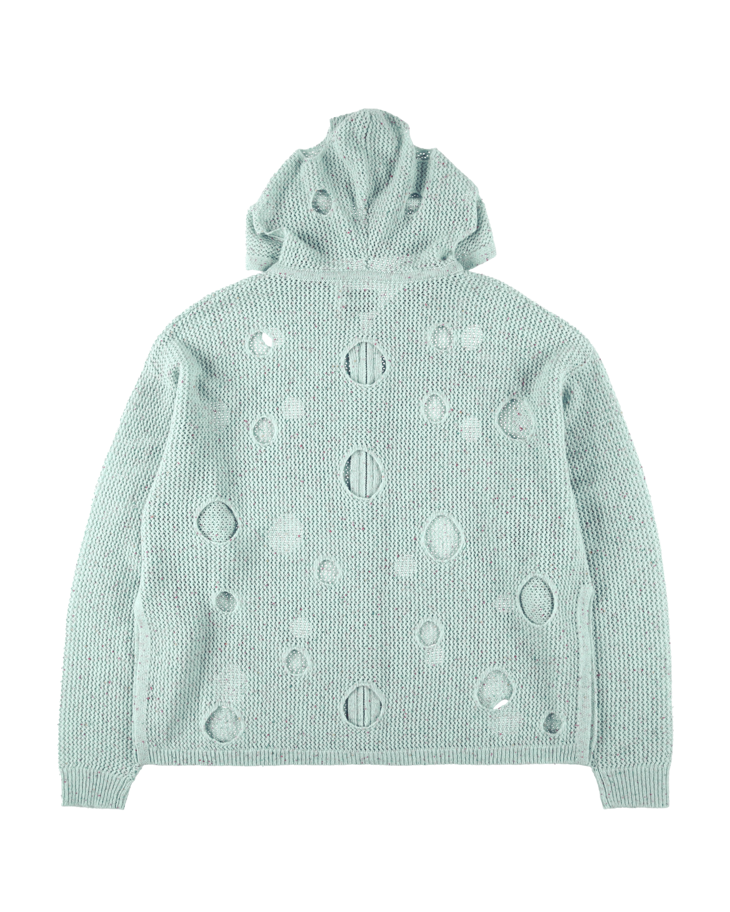 HOLE KNIT ZIP HOODIE SAX