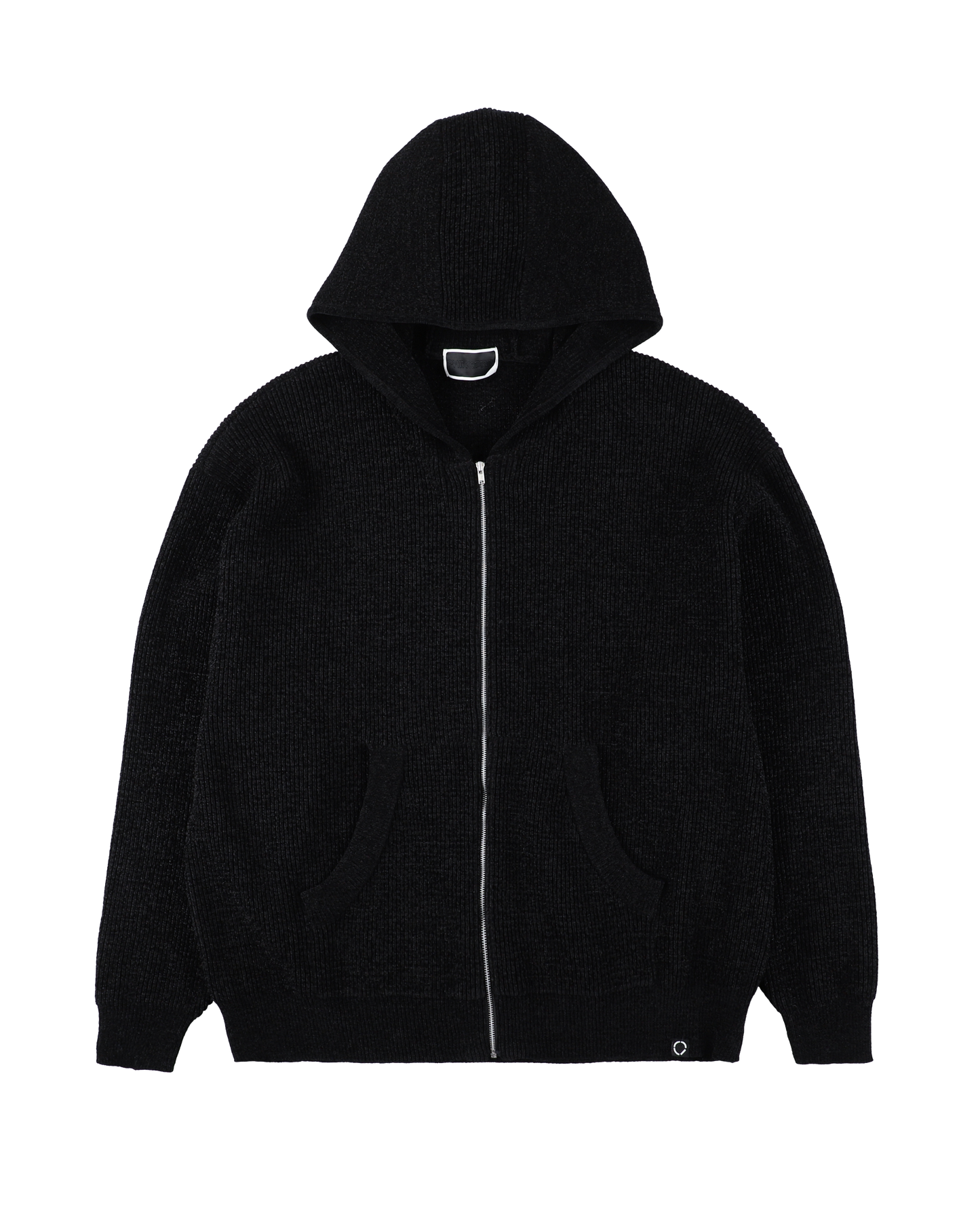 CORDY KNIT ZIP HOODIE BLACK