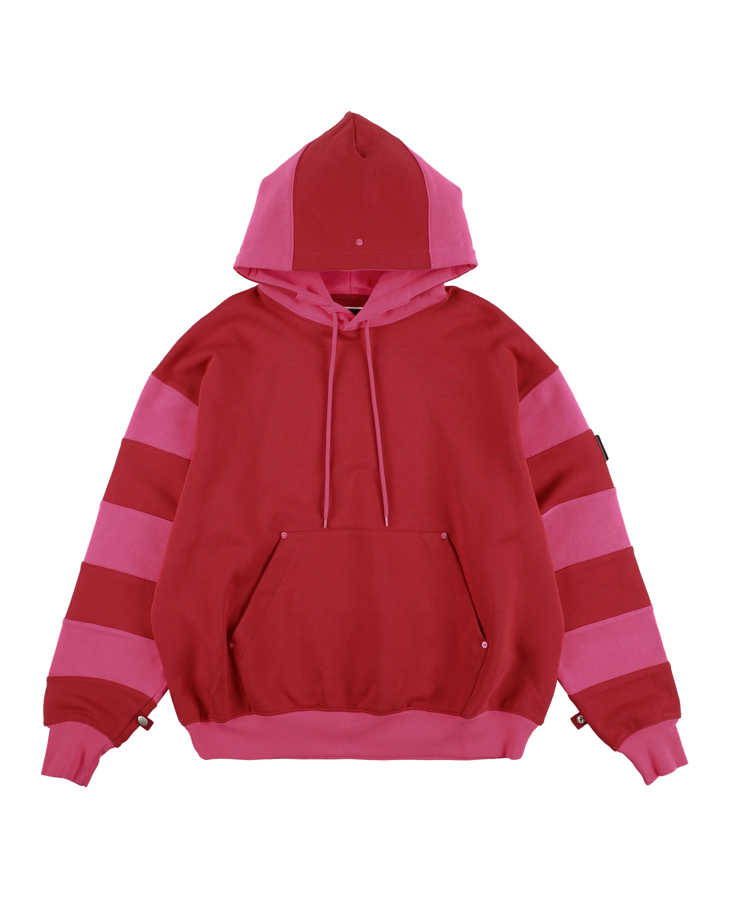 BORDER PATCH HOODIE RED X PINK