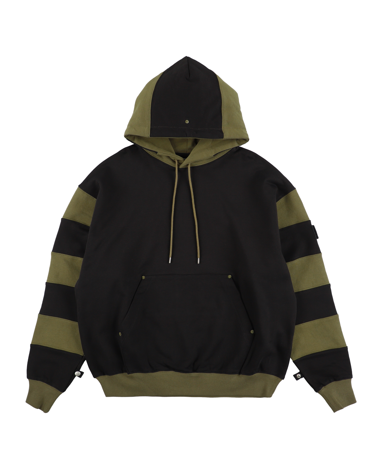 BORDER PATCH HOODIE BLACK X OLIVE