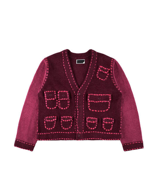 PG1 POCKET CARDIGAN BURGUNDY