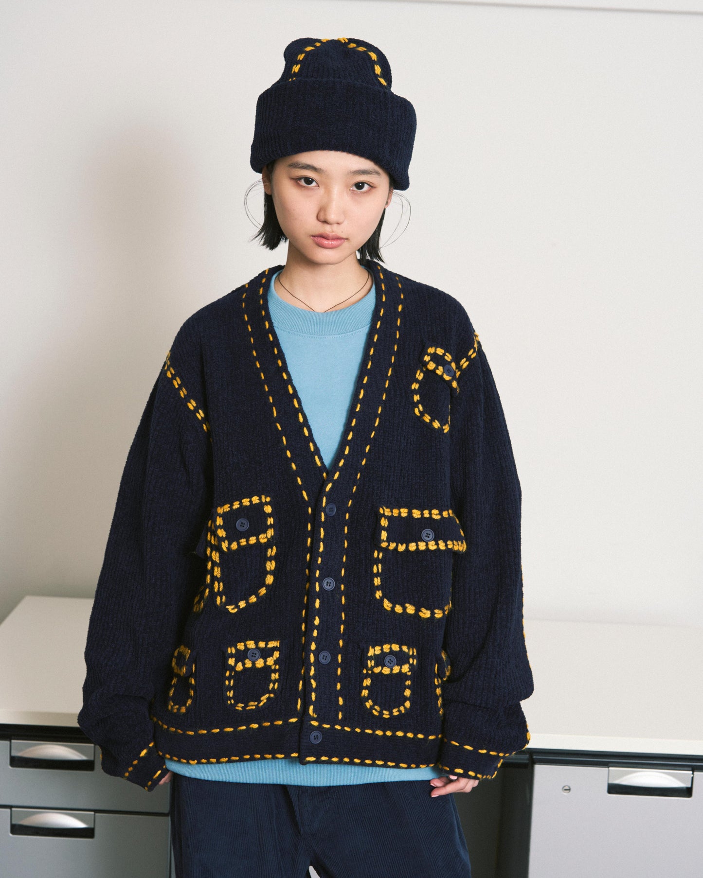 PG1 POCKET CARDIGAN NAVY