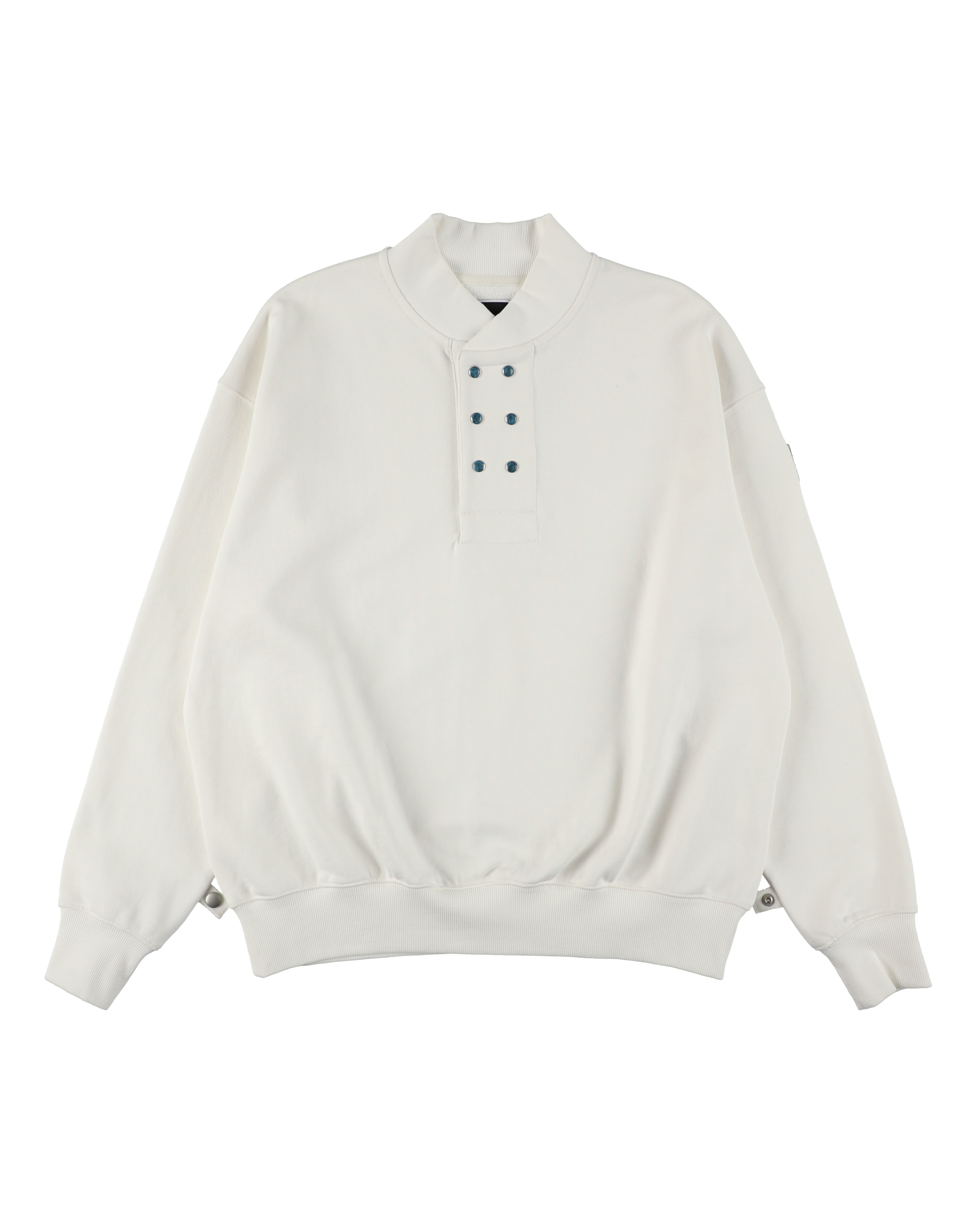 DOUBLE HENLEY STONE SNAP SWEATSHIRT WHITE – PHINGERIN