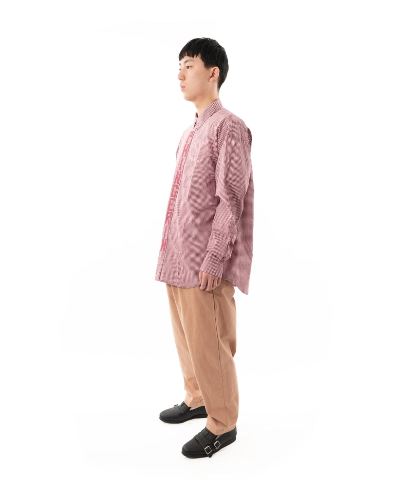 STITCH TEXT SHIRT RED CHECK