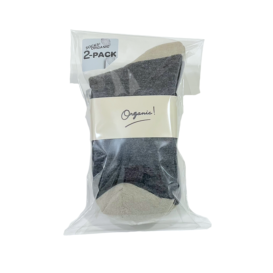 SOCKS! ORGANIC 2-PACK GREY X BEIGE