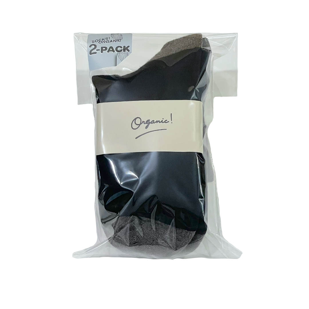 SOCKS! ORGANIC 2-PACK BLACK X BROWN