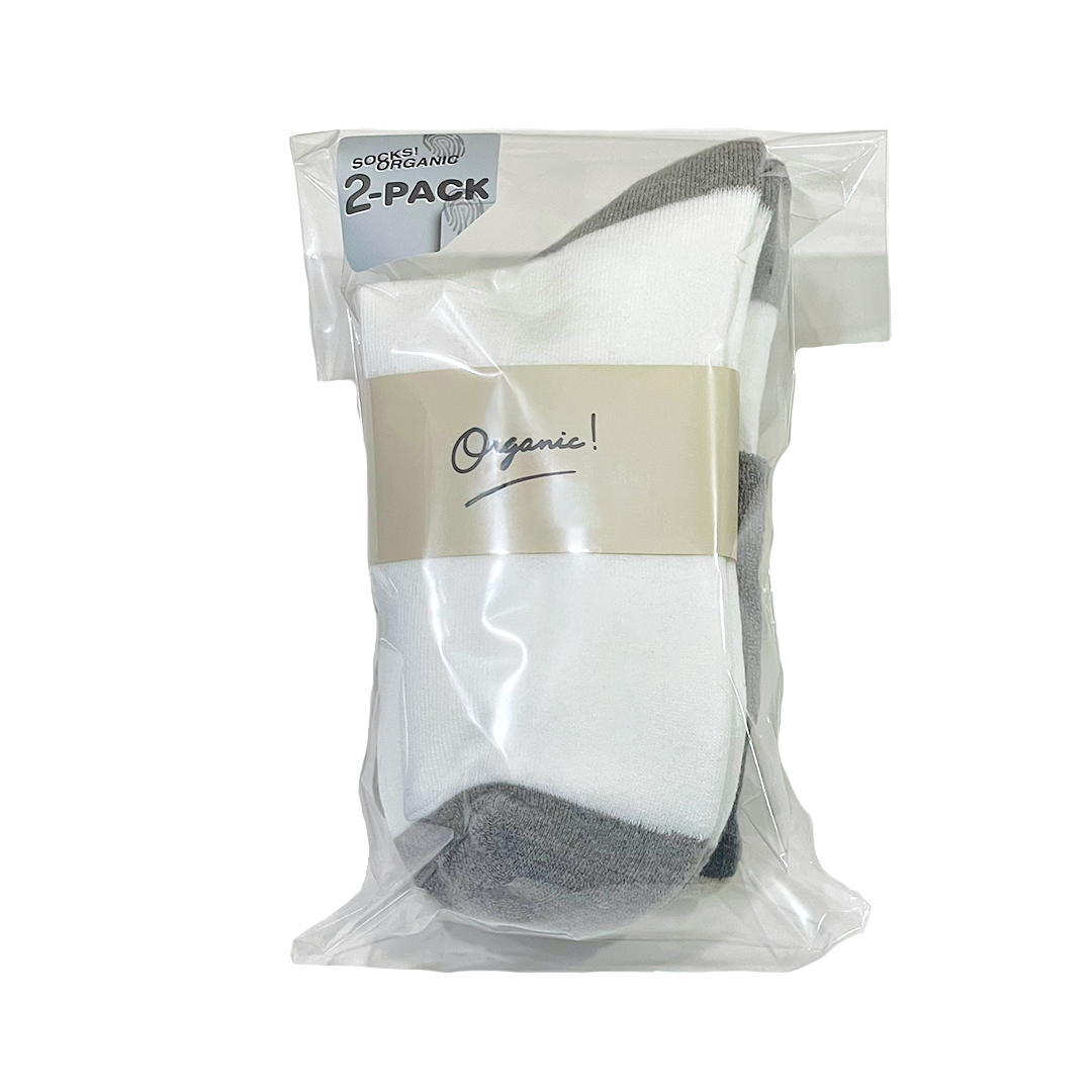 SOCKS! ORGANIC 2-PACK WHITE X GREY
