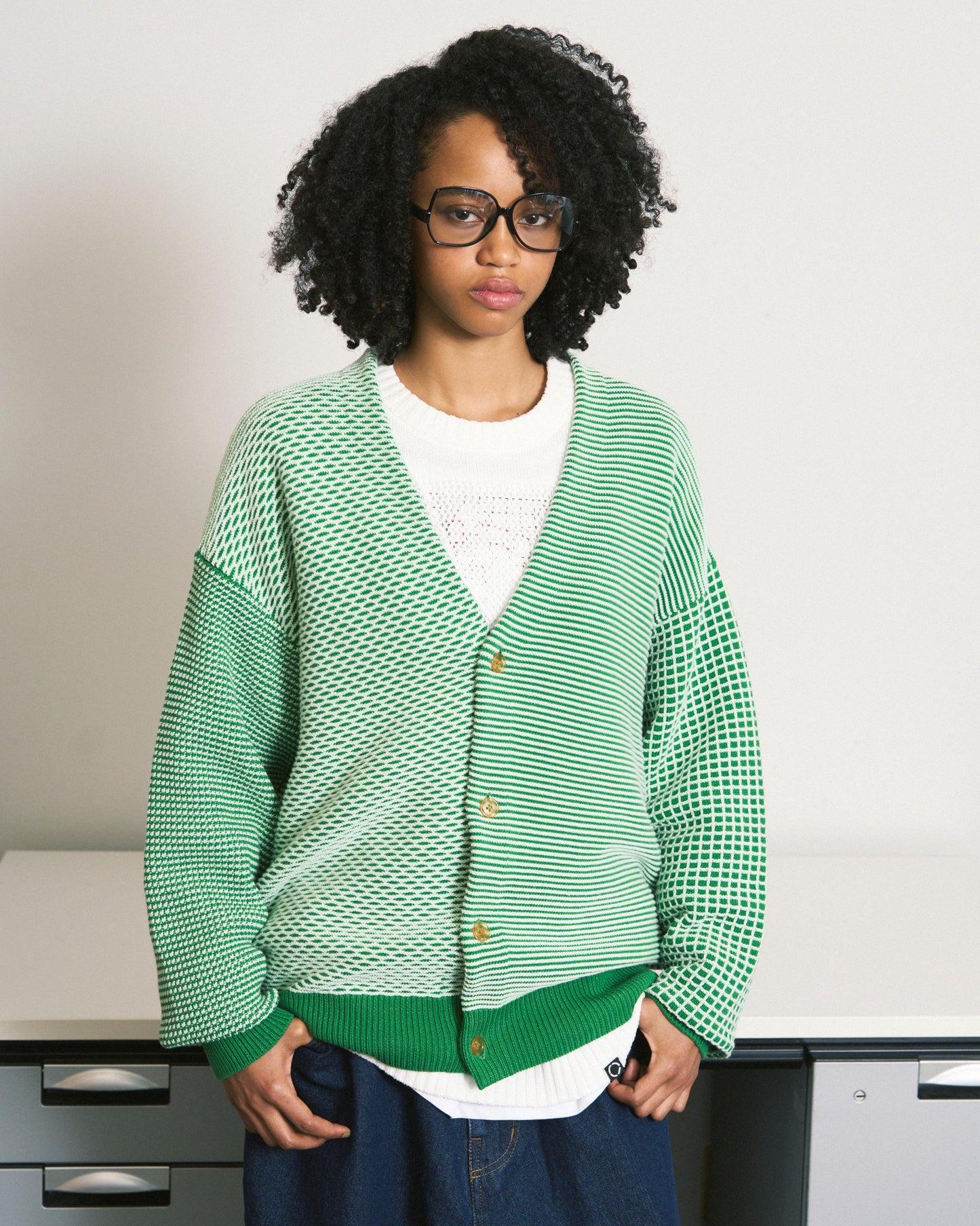 MULTI KNIT CARDIGAN GREEN