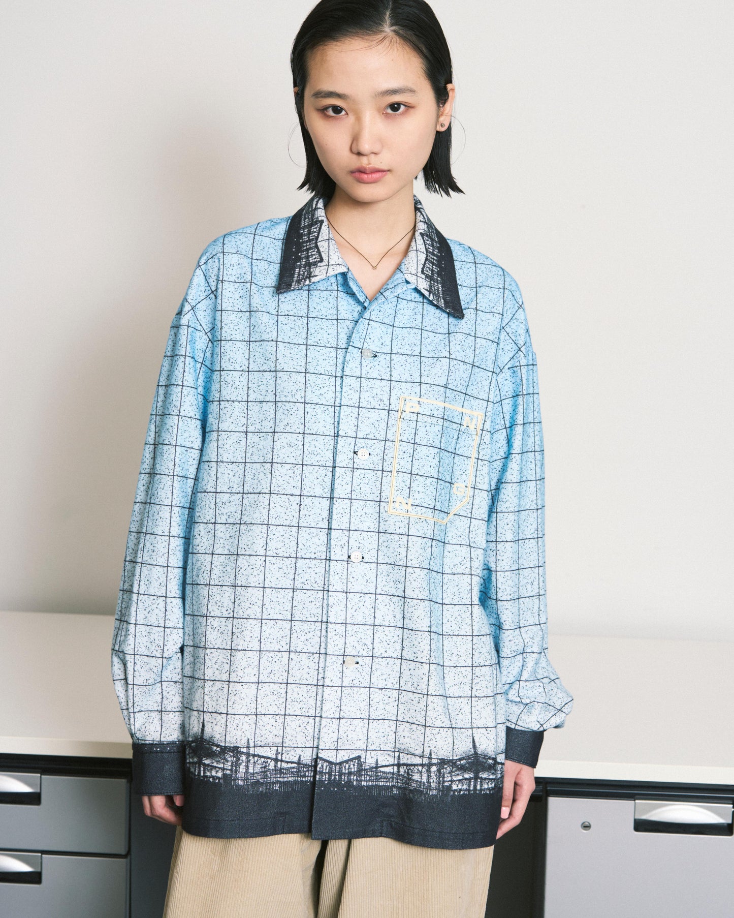FLANNEL OPEN COLLAR SHIRT SKY