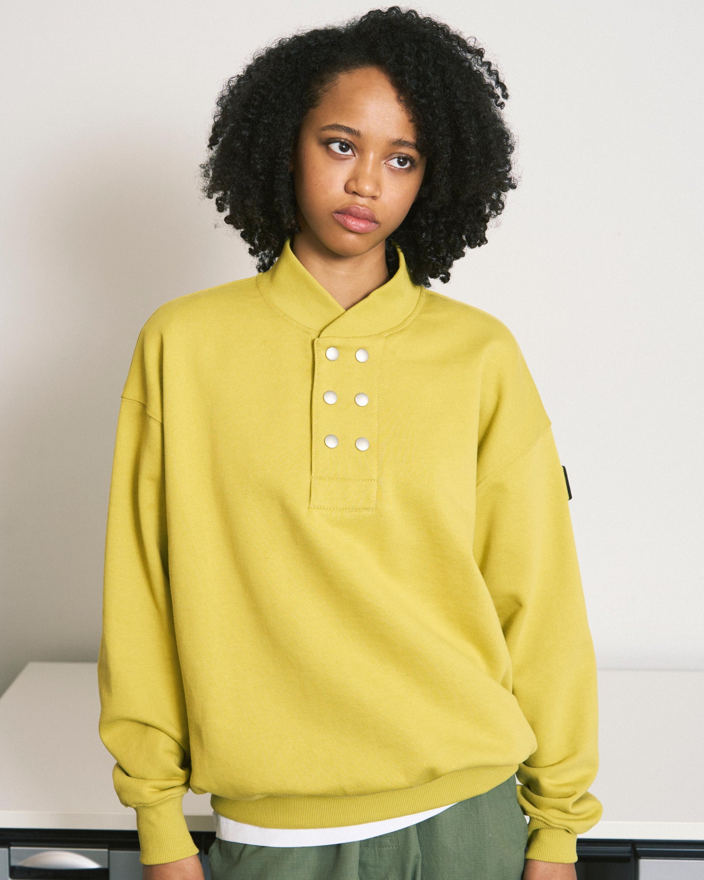 DOUBLE HENLEY SWEATSHIRT HEATHER GREY