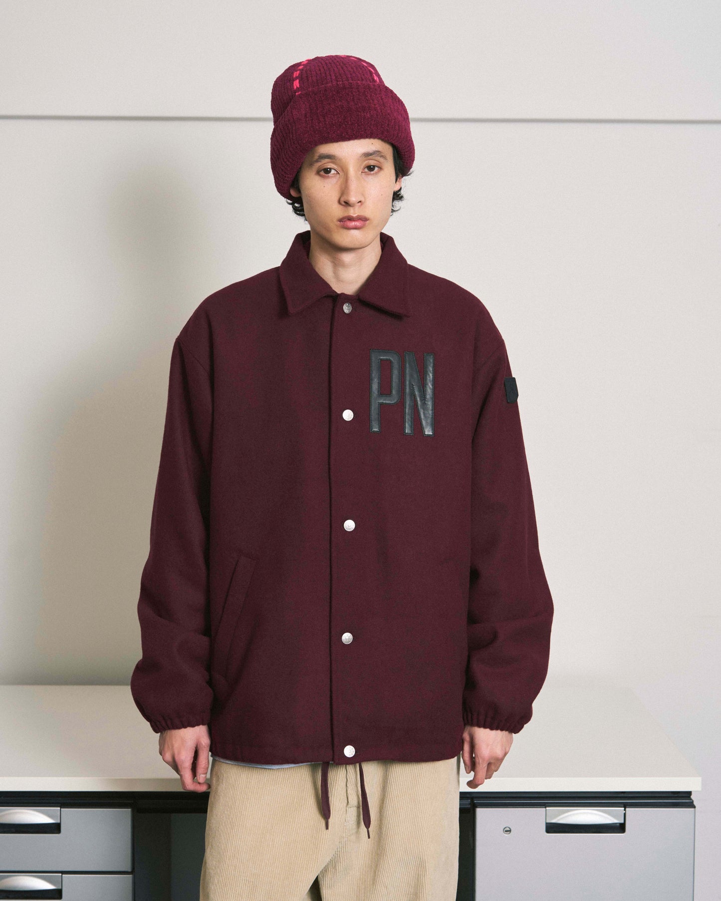 WOOL MELTON COACH JACKET NAVY