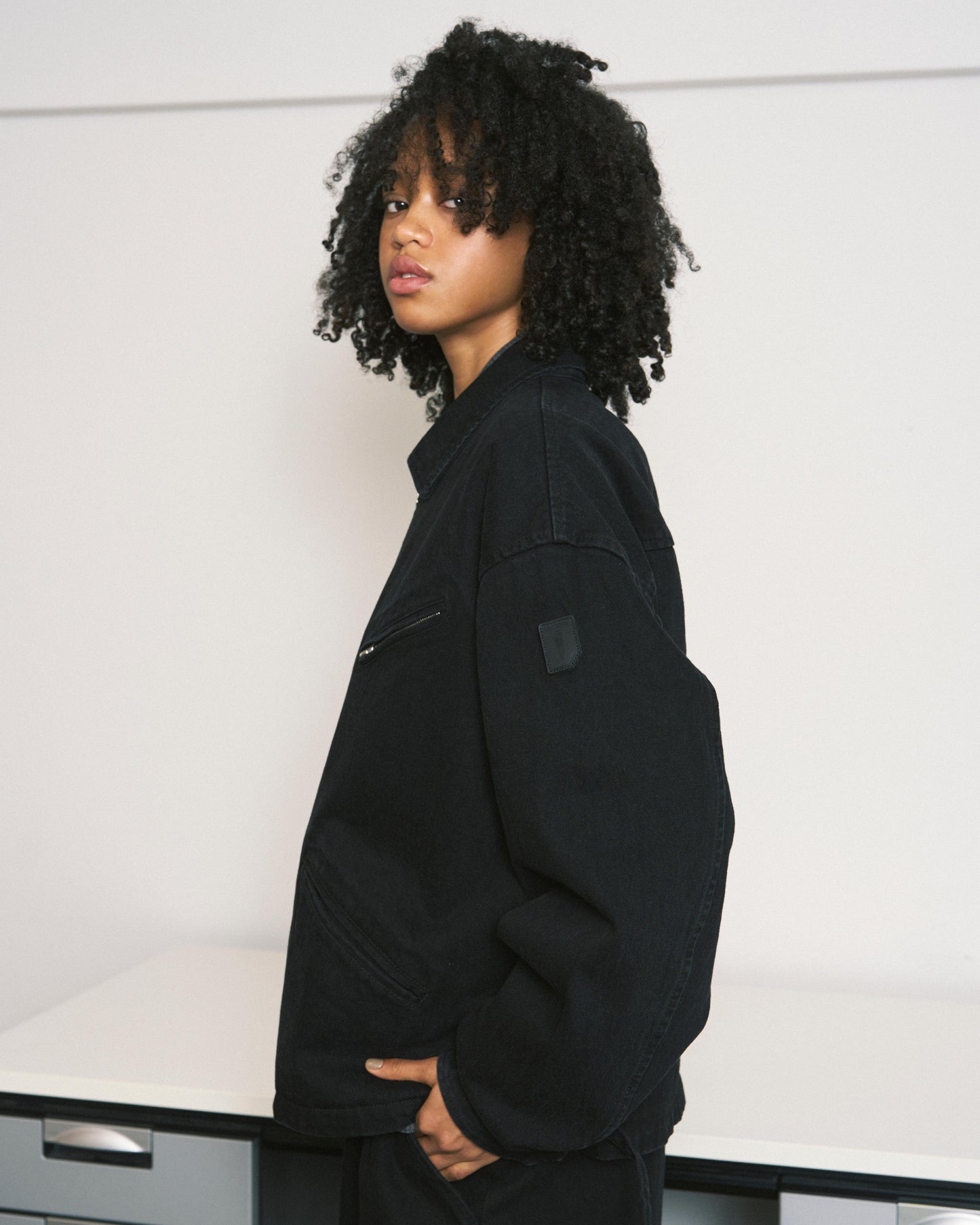 ZIP DENIM WORK JACKET NAVY