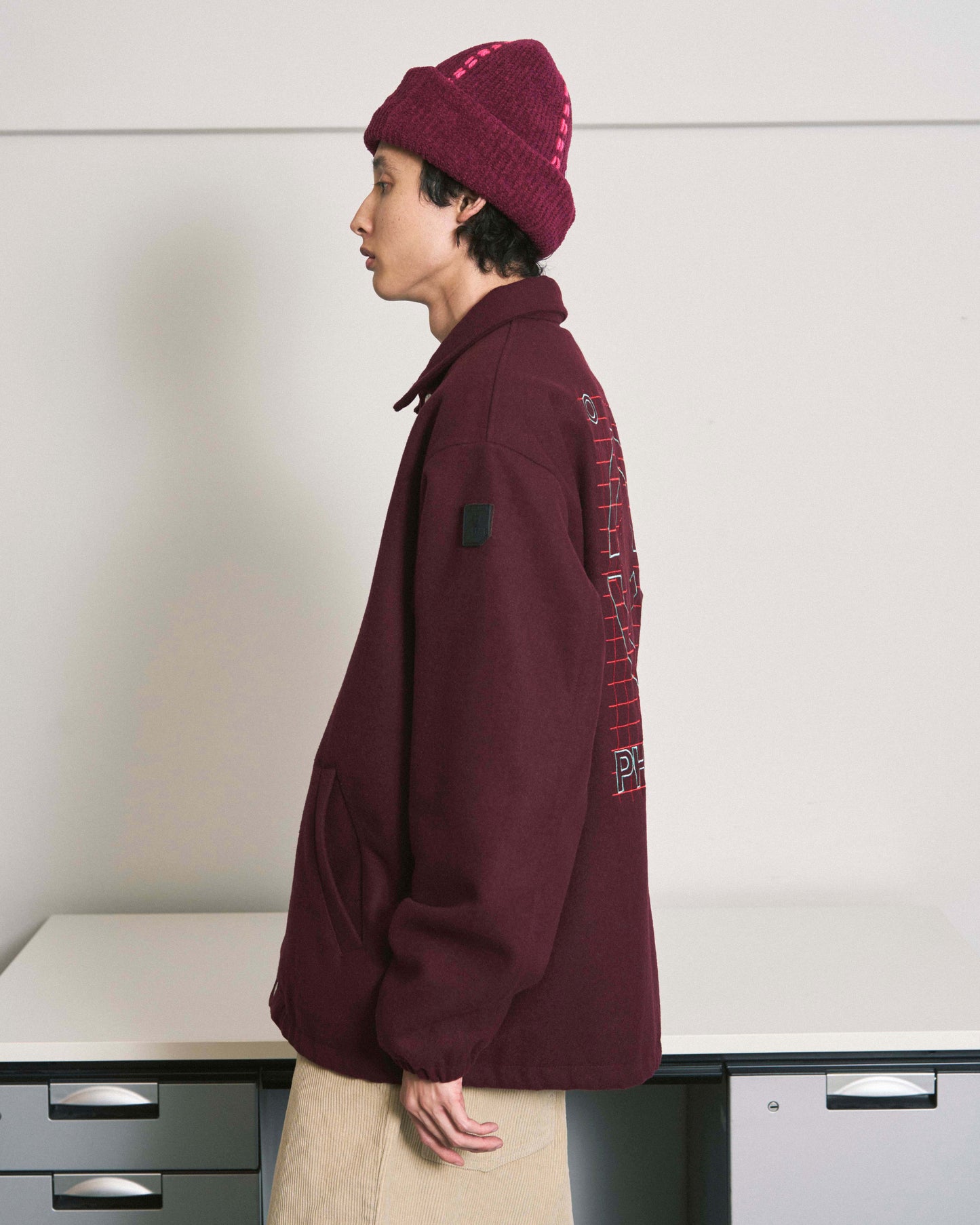 WOOL MELTON COACH JACKET NAVY