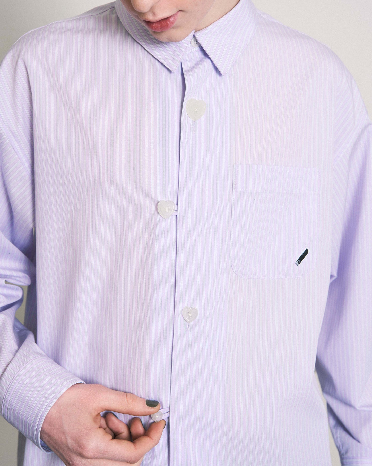 FLOATING HEART BROADCLOTH SHIRT LAVENDER STRIPE