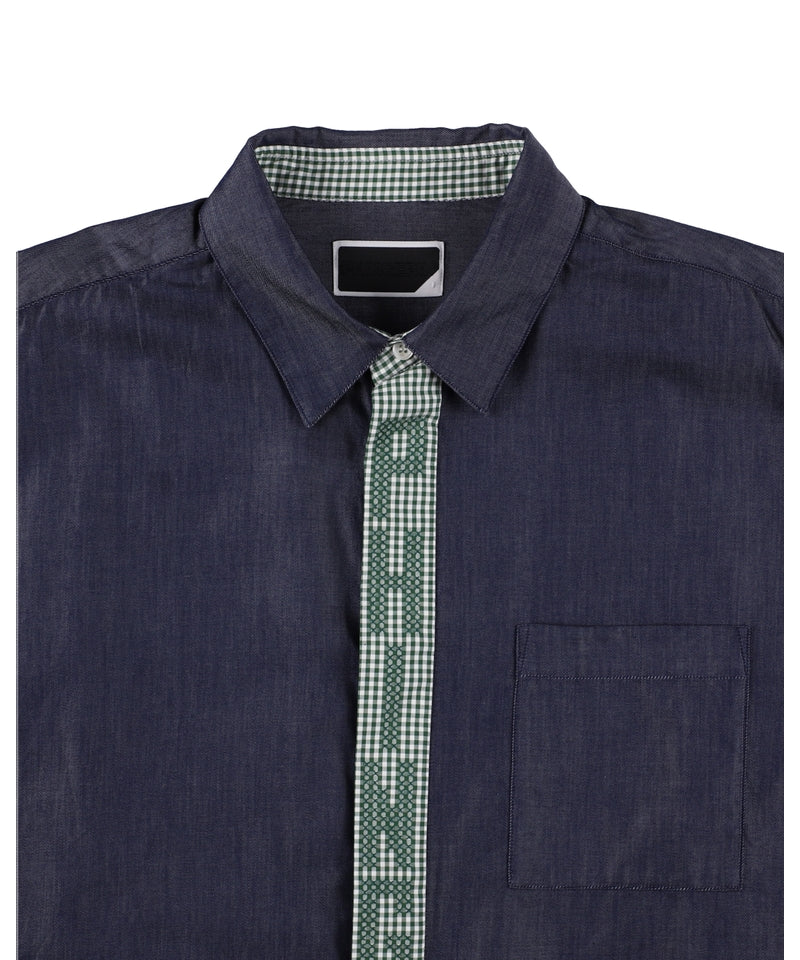 STITCH TEXT TIE SHIRT SAX