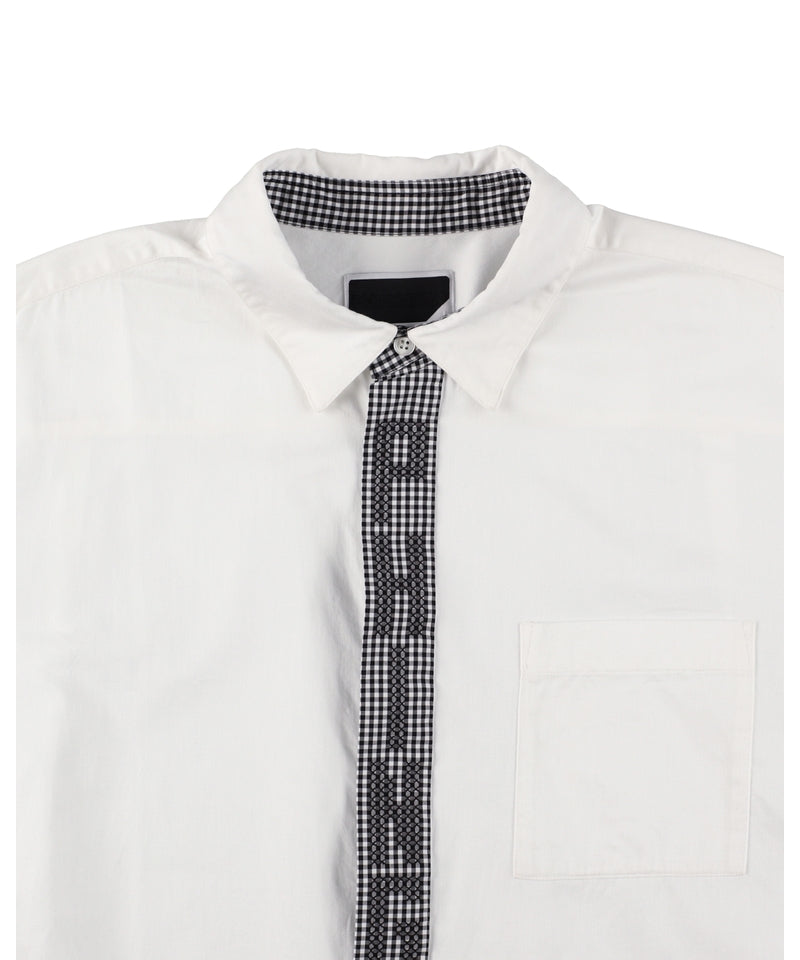 STITCH TEXT TIE SHIRT WHITE