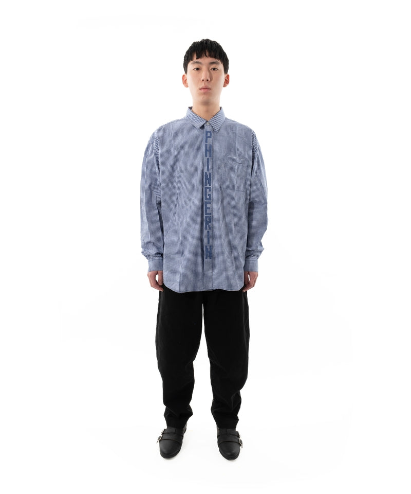 STITCH TEXT SHIRT BLUE CHECK