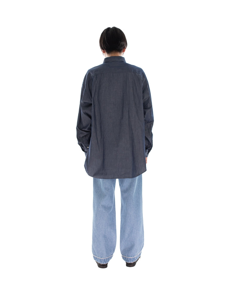 STITCH TEXT TIE SHIRT SAX