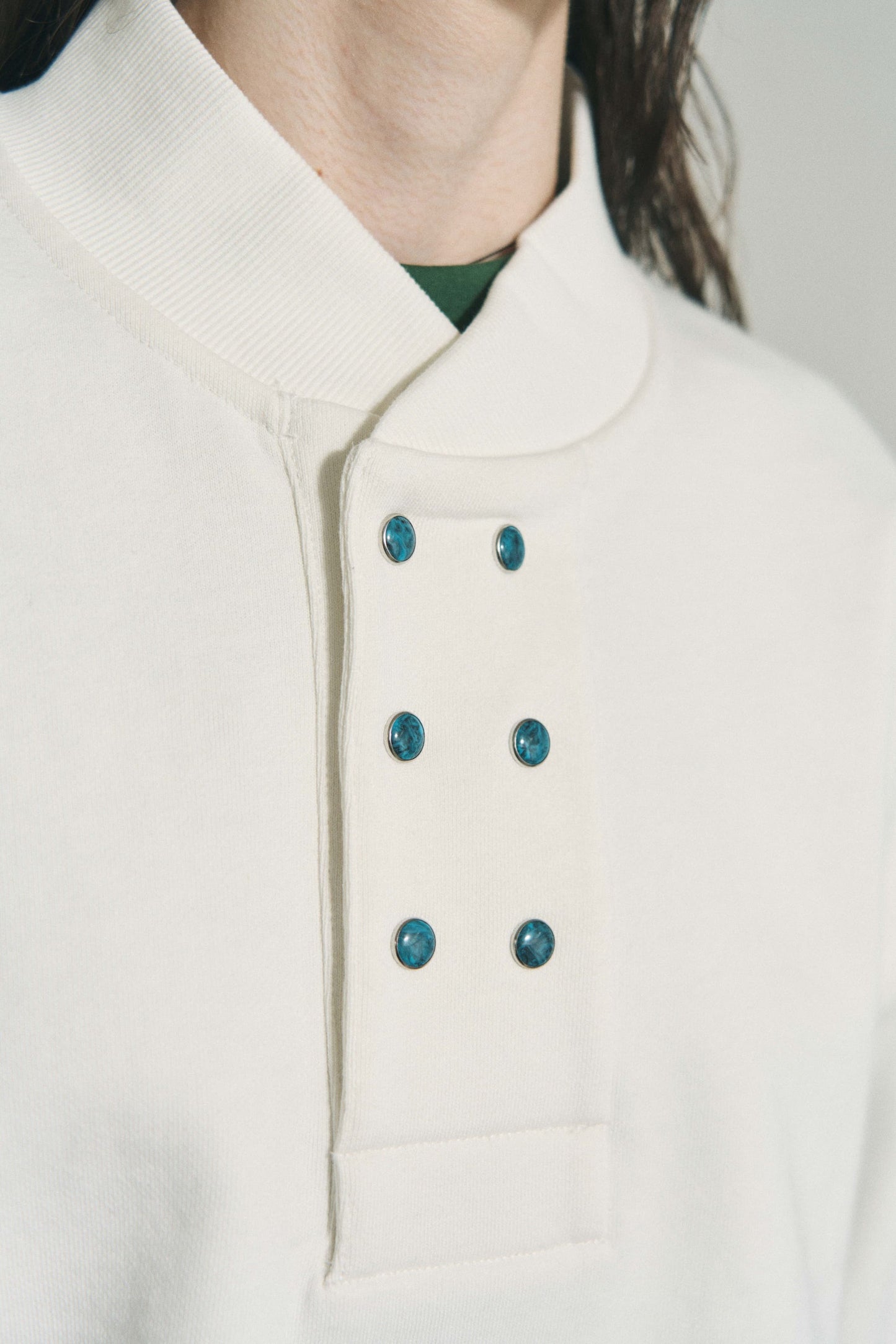 DOUBLE HENLEY STONE SNAP SWEATSHIRT MARINE GREEN