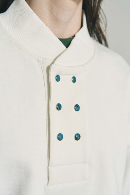 DOUBLE HENLEY STONE SNAP SWEATSHIRT MARINE GREEN