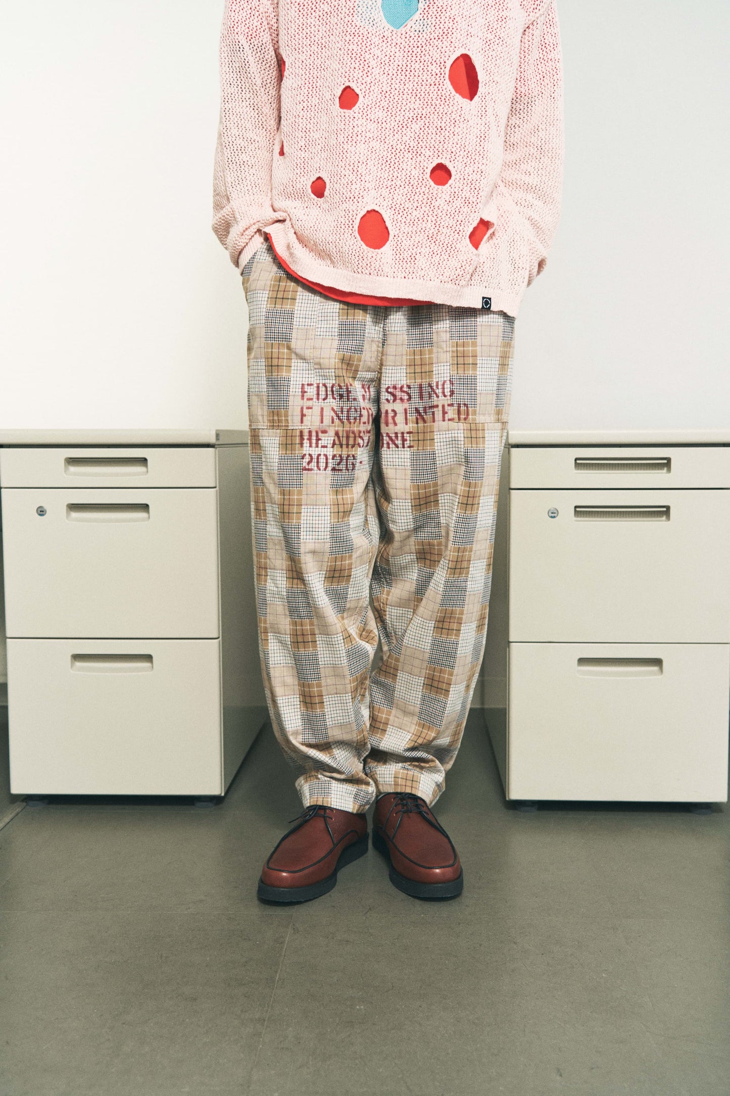 HAND-STENCILED NIGHT PANTS BEIGE