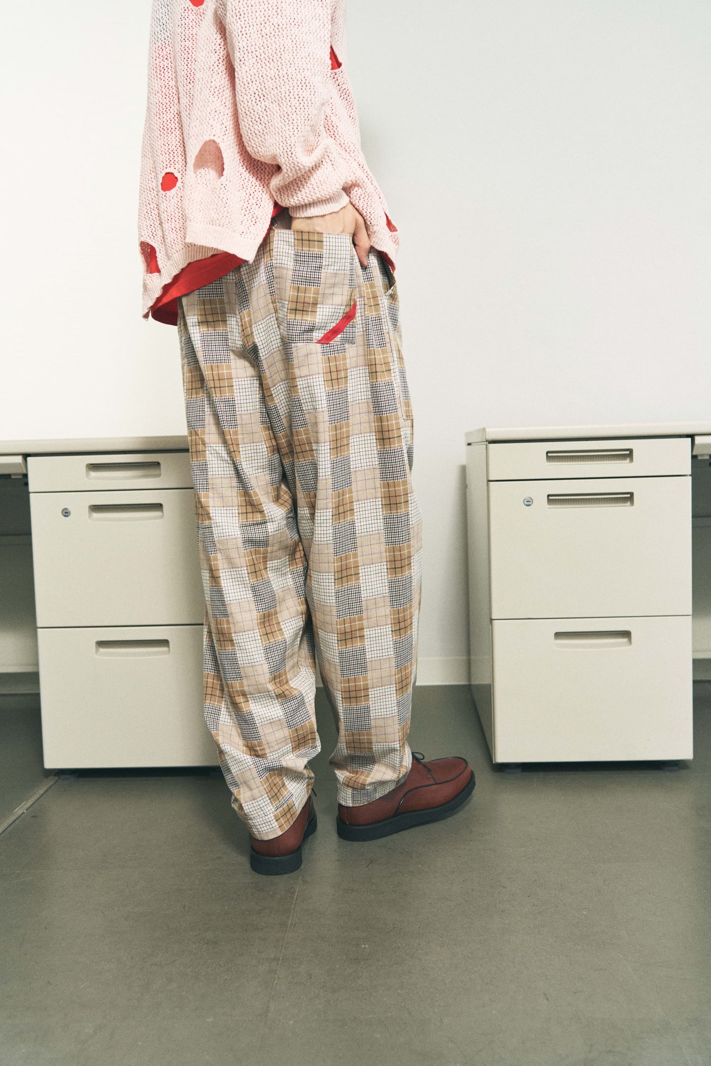 HAND-STENCILED NIGHT PANTS BEIGE