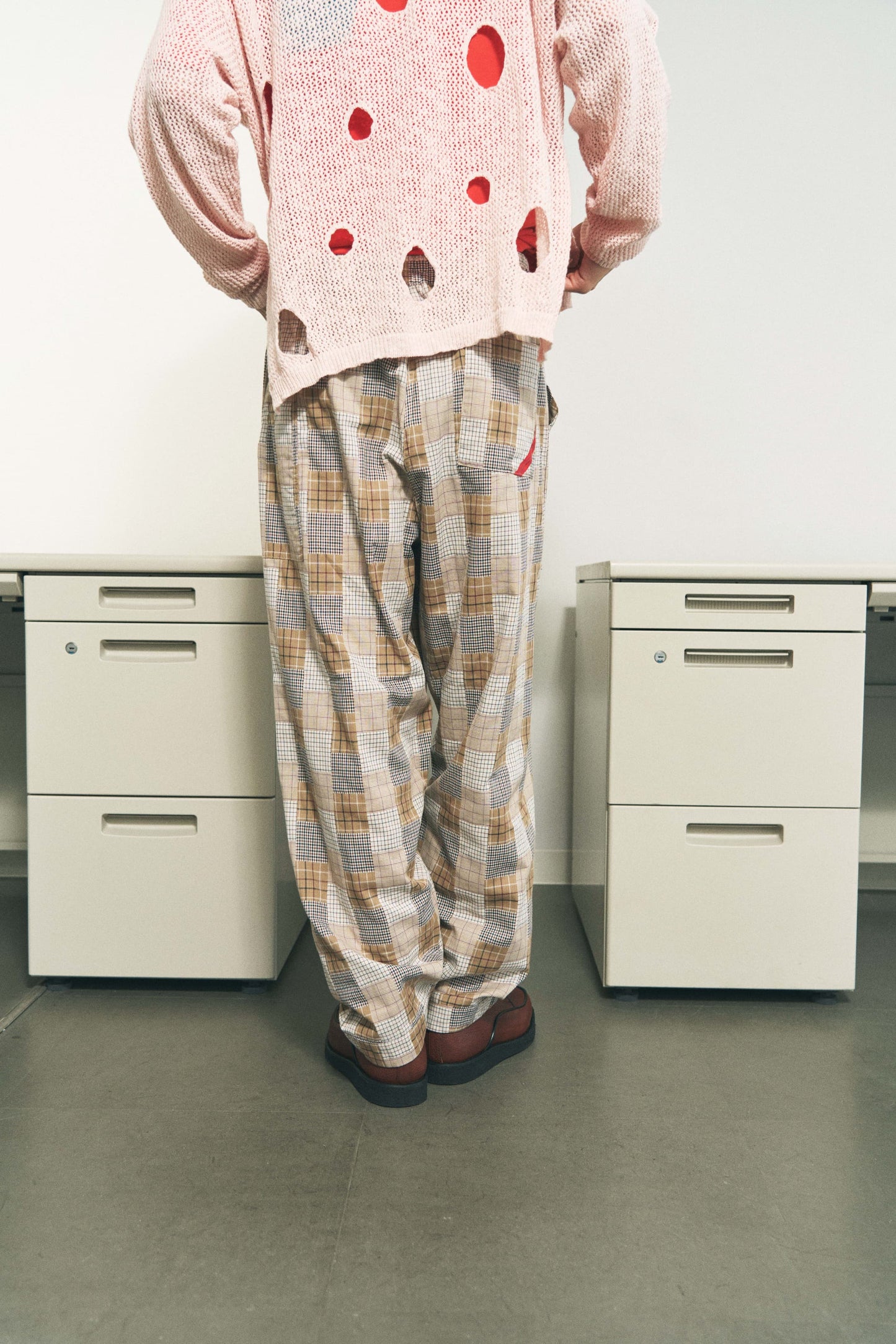 HAND-STENCILED NIGHT PANTS BEIGE