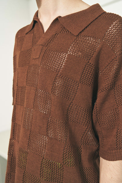 CHECKER WEB SKIPPER POLO BROWN