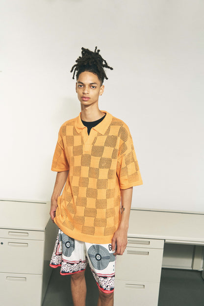 CHECKER WEB SKIPPER POLO BROWN