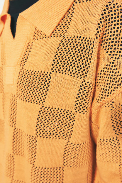 CHECKER WEB SKIPPER POLO BROWN