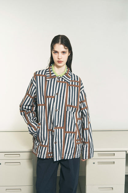 TRIM PATTERN JACKET PINK STRIPE