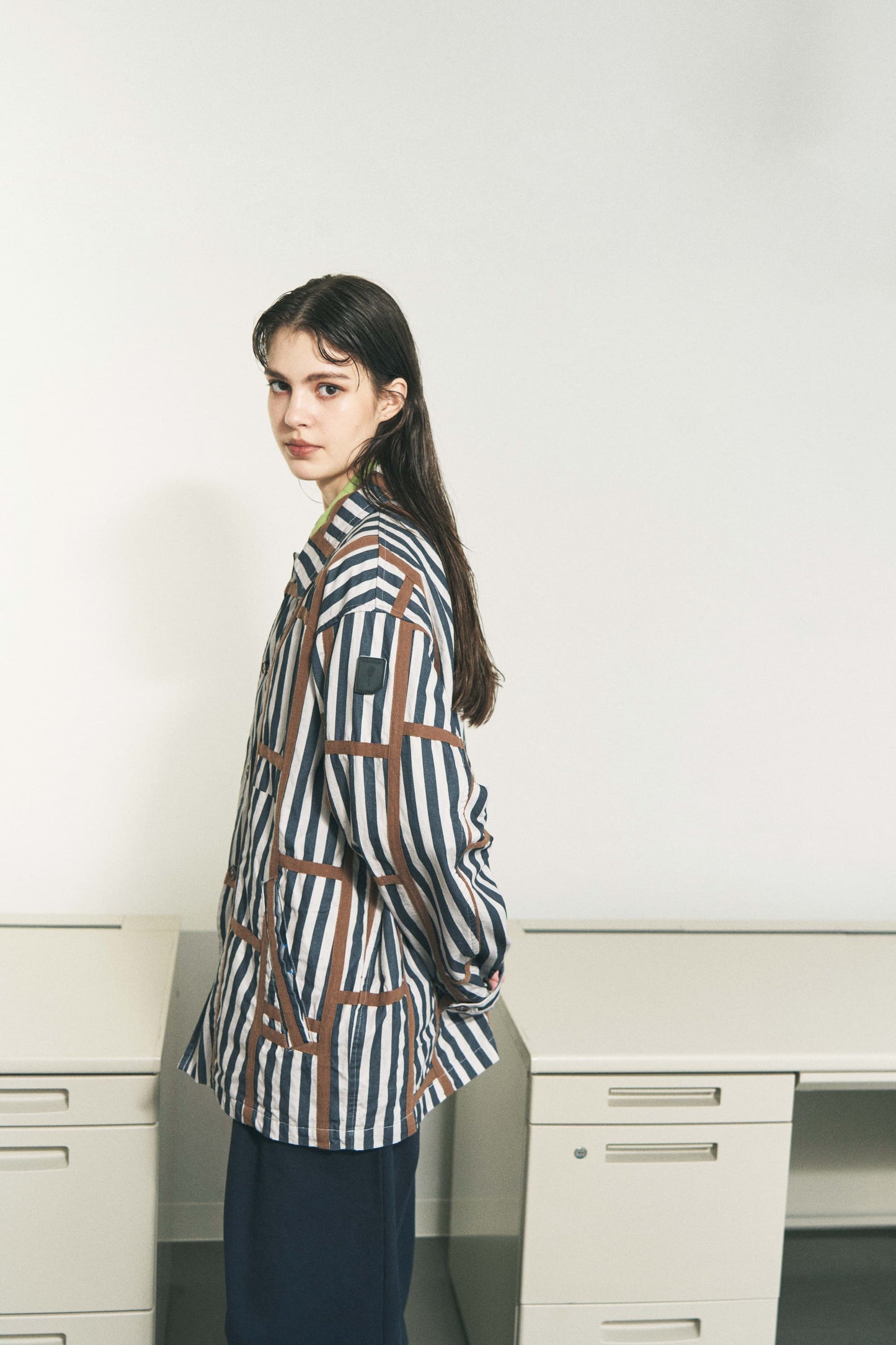 TRIM PATTERN JACKET PINK STRIPE