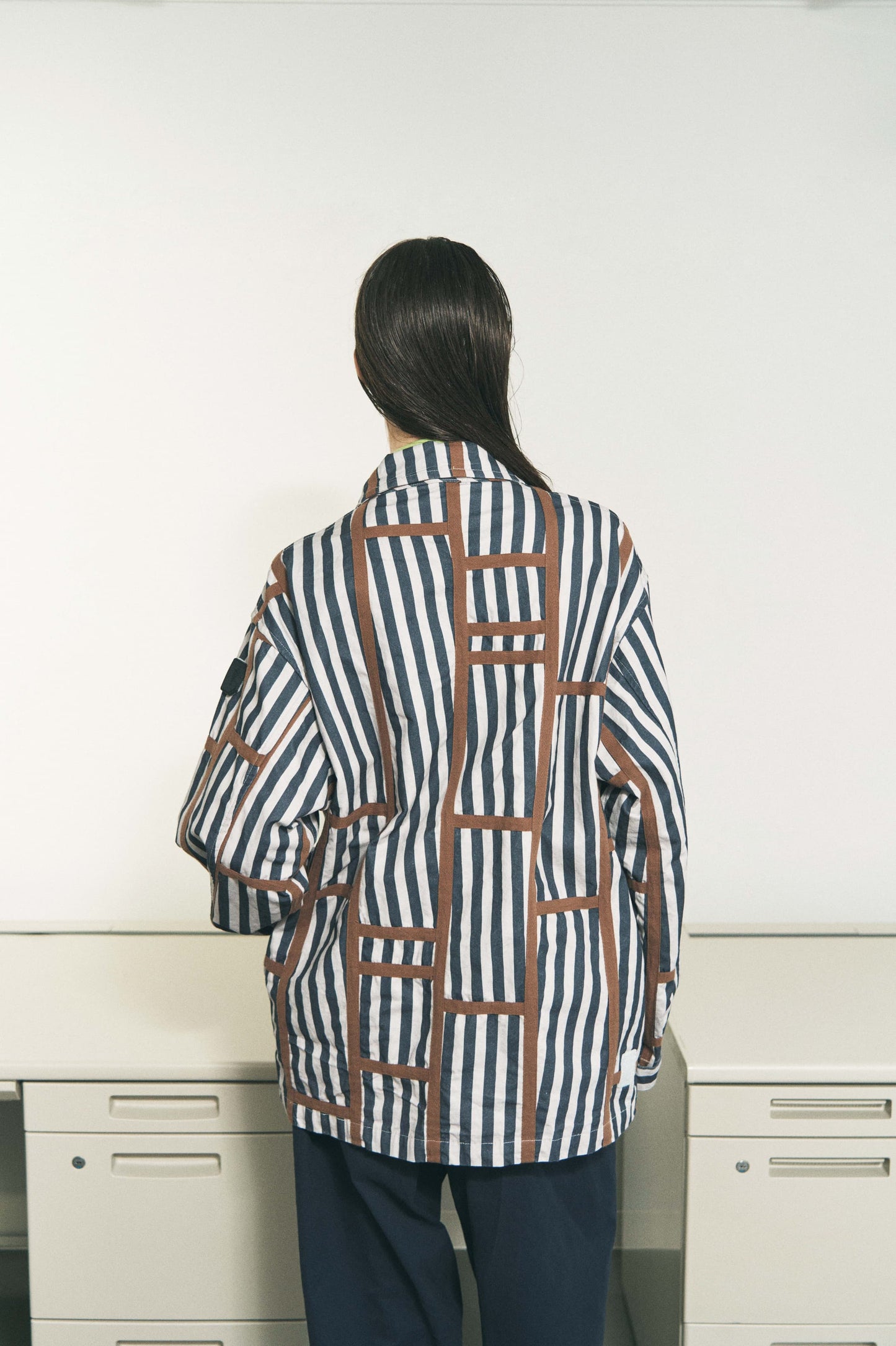 TRIM PATTERN JACKET PINK STRIPE