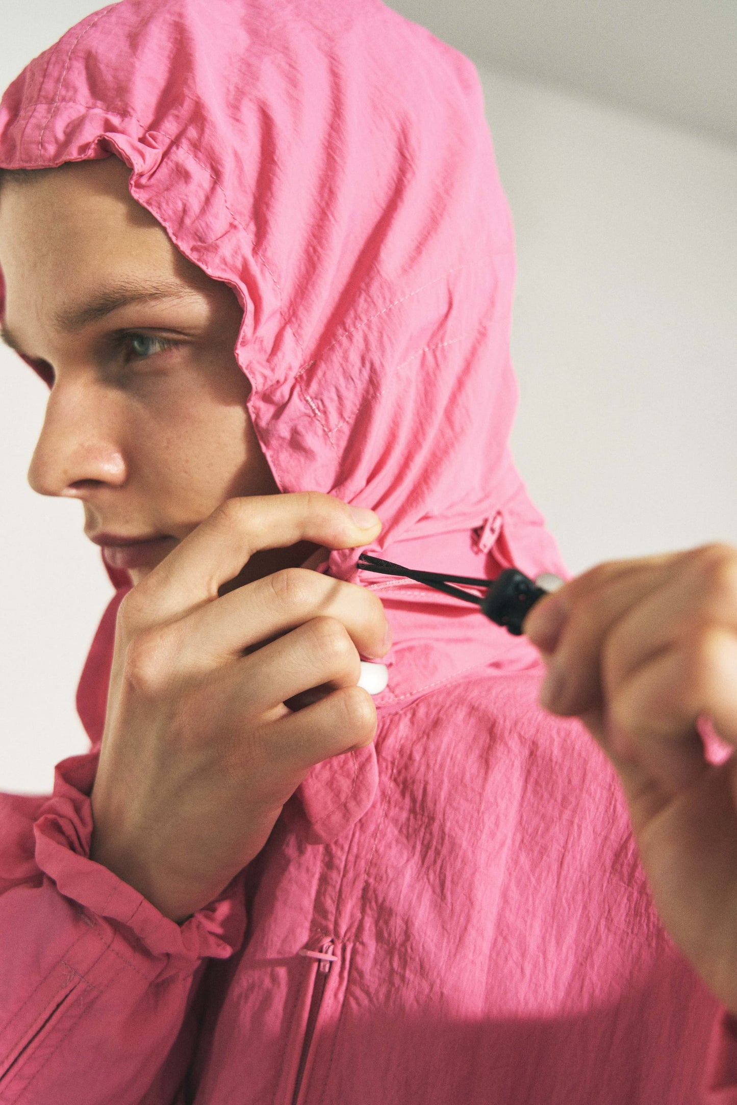 CRUSHED NYLON FULL PACK JACKET GREY