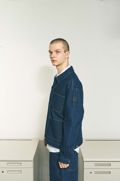 DENIM RIVET CHORE JACKET BEIGE