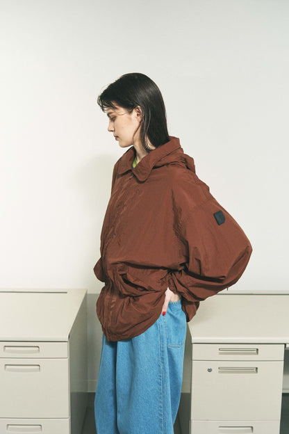 CRUSHED NYLON FULL PACK JACKET GREY