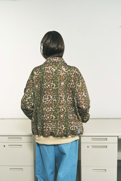 HALF-ZIP COLLAR SWEATSHIRT LEOPARD