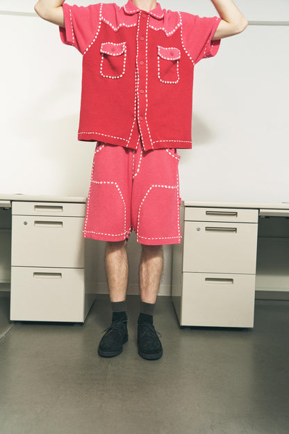 SUMMER PG1 DOUBLE KNEE SHORTS RED x PINK