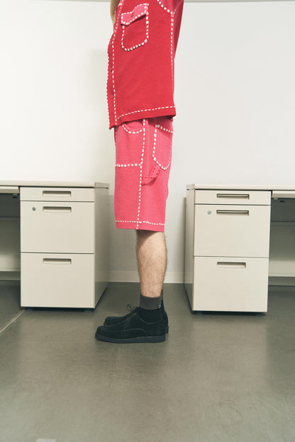 SUMMER PG1 DOUBLE KNEE SHORTS RED x PINK