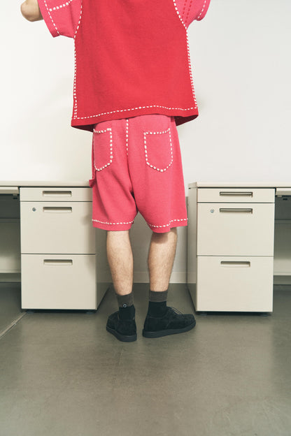 SUMMER PG1 DOUBLE KNEE SHORTS RED x PINK