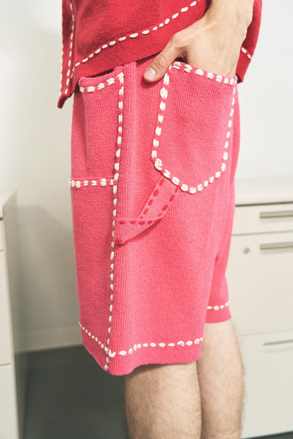SUMMER PG1 DOUBLE KNEE SHORTS RED x PINK